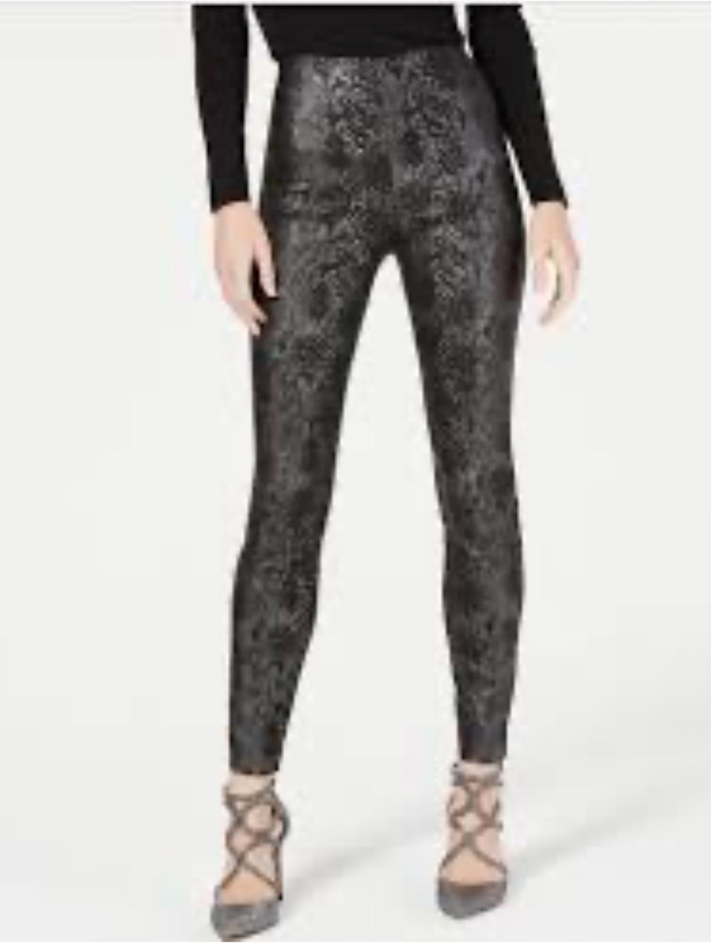 INC International Concepts Charcoal Snake-Print Slim Trousers